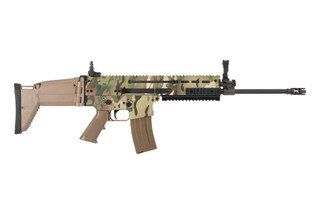 FN SCAR 16s rifle is chambered in 5.56 NATO and features a 16 inch barrel and a Multicam finish. Comes with a 30 round magazine.
